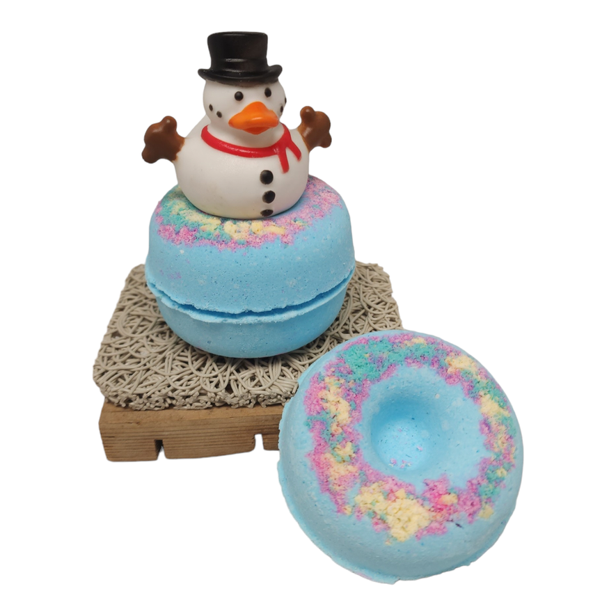 Snowman Duckie Donut Bath Bomb - Stacy's Soap Suds